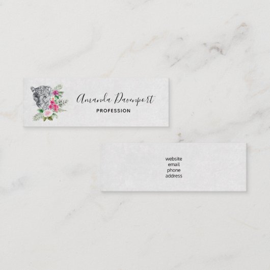 Schönes Leopard Head Portrait in Wasserfarbe Mini Visitenkarte (Vorne/Hinten)