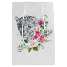 Schönes Leopard Head Portrait in Wasserfarbe Mittlere Geschenktüte