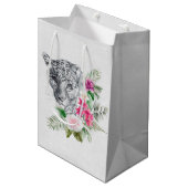 Schönes Leopard Head Portrait in Wasserfarbe Mittlere Geschenktüte (Vorderseite Schrägansicht)