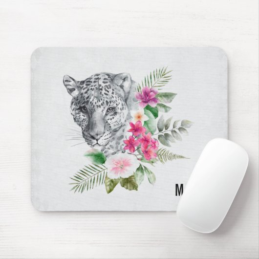 Schönes Leopard Head Portrait in Wasserfarbe Mousepad (Mit Mouse)