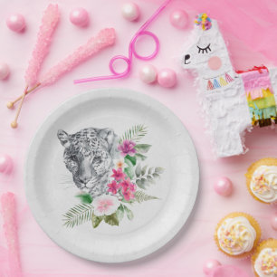 Schönes Leopard Head Portrait in Wasserfarbe Pappteller