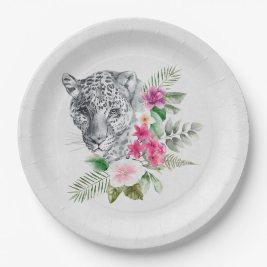 Schönes Leopard Head Portrait in Wasserfarbe Pappteller (Vorderseite)