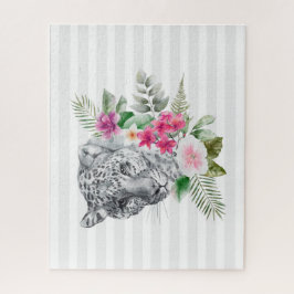 Schönes Leopard Head Portrait in Wasserfarbe Puzzle