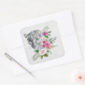 Schönes Leopard Head Portrait in Wasserfarbe Quadratischer Aufkleber (Umschlag)