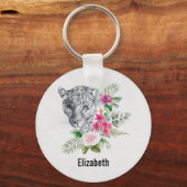 Schönes Leopard Head Portrait in Wasserfarbe Schlüsselanhänger (Vorderseite)