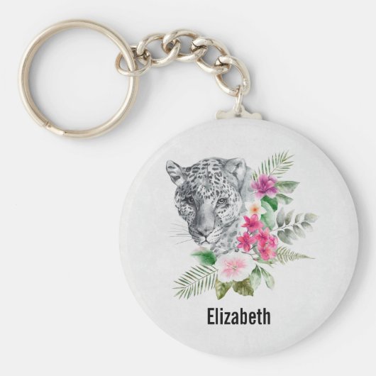 Schönes Leopard Head Portrait in Wasserfarbe Schlüsselanhänger (Vorne)