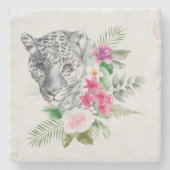 Schönes Leopard Head Portrait in Wasserfarbe Steinuntersetzer (Vorderseite)