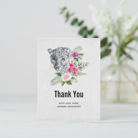 Schönes Leopard Head Portrait Vielen Dank Postkarte (Stehend Vorderseite)