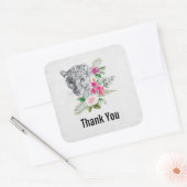 Schönes Leopard Head Portrait Vielen Dank Quadratischer Aufkleber (Umschlag)