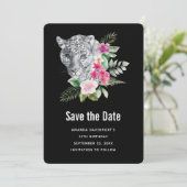 Schönes Leopard Portrait Aquarell Illustration Save The Date (Stehend Vorderseite)