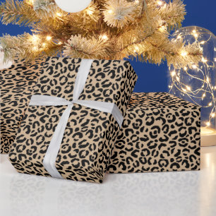 Schönes Leopard Print Weihnachtswrapping Papier Geschenkpapier