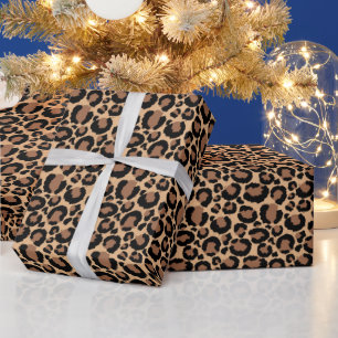 Schönes Leopard Print Weihnachtswrapping Papier Geschenkpapier