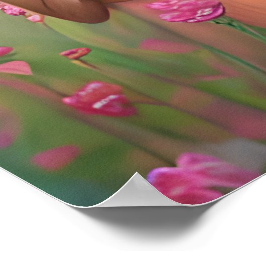 Schönes Lesbisches Paar auf der Wiese der Blume Poster (Ecke)