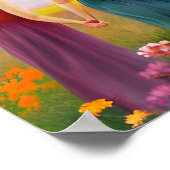 Schönes Lesbisches Paar im Bereich der Blume Poster (Ecke)