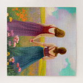 Schönes Lesbisches Paar im Bereich der Blume Puzzle (Horizontal)