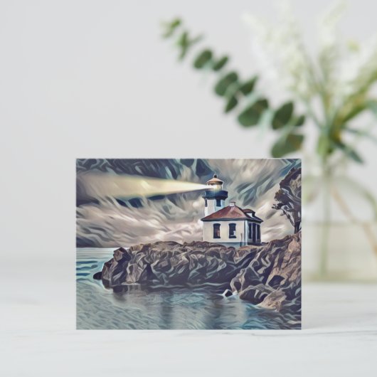 Schönes Leuchtturm Digitale Kunst Malerei Postkarte (Stehend Vorderseite)