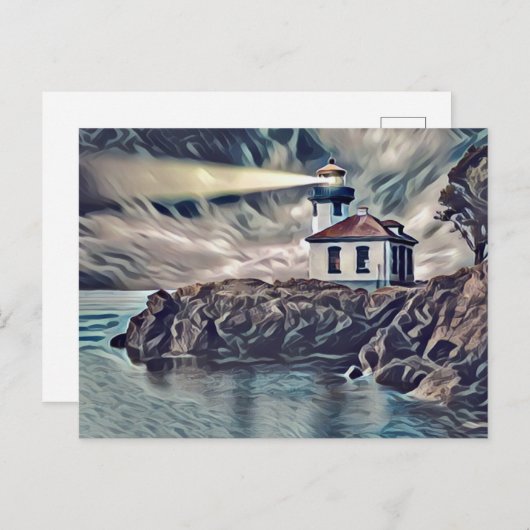 Schönes Leuchtturm Digitale Kunst Malerei Postkarte (Vorne/Hinten)