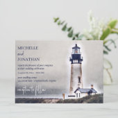 Schönes Leuchtturm Nautical Beach Wedding Einladung (Stehend Vorderseite)