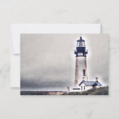 Schönes Leuchtturm Nautical Beach Wedding RSVP Karte (Rückseite)