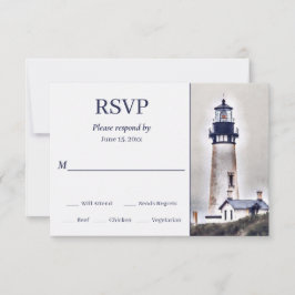 Schönes Leuchtturm Nautical Beach Wedding RSVP Karte