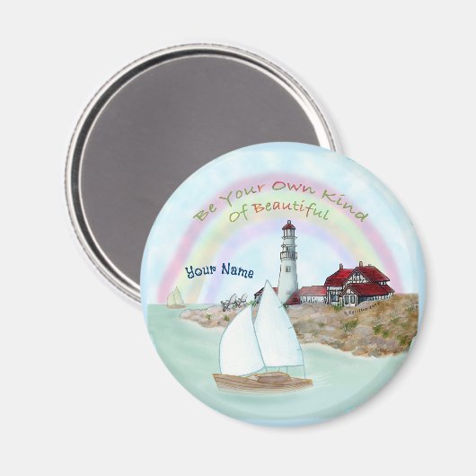 Schönes Leuchtturm rund Magnet (Vorderseite/Rückseite)