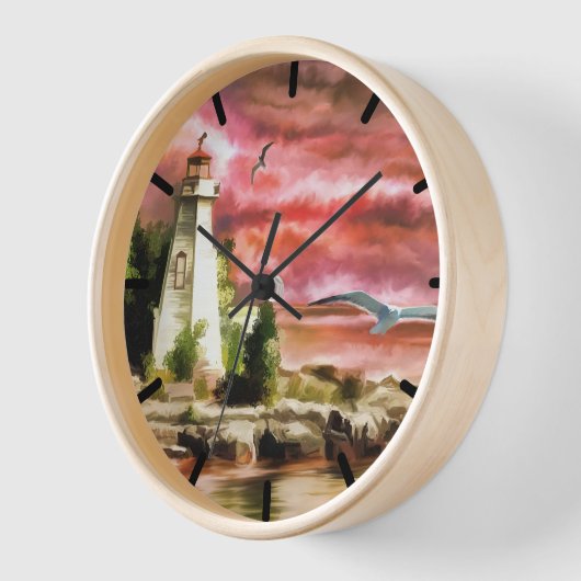 Schönes Leuchtturm und Meer Uhr (Winkel)