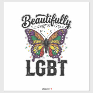 Schönes LGBT Schmetterling Vintage Pride Shirt_1 Aufkleber