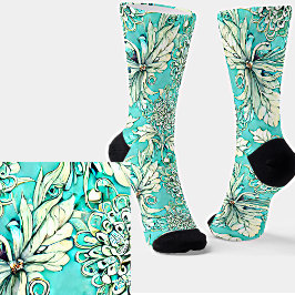 Schönes Licht Aquamarin floral Socken