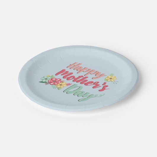 Schönes Licht Blue Happy Mütter Day Pappteller (Schrägansicht)