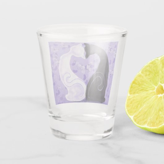 Schönes Liebe Shot Glass Cat Couple Schnapsglas (Rückseite)