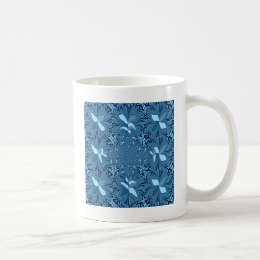 Schönes, liebevoll strahlend blaues Muster nahtlos Kaffeetasse (Rechts)