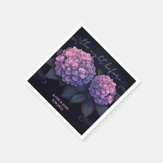 Schönes Lila Black Hydrangea Probe Dinner Serviette (Ecke)