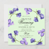 Schönes Lila Blumenhaus Einladung (Vorderseite)