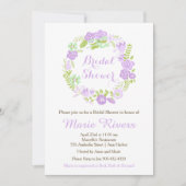 Schönes Lila Blumenkranz-Brautparty Einladung (Vorderseite)