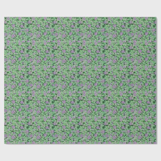 Schönes lila Blumenmuster Geschenkpapier (Flach)