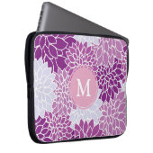 Schönes lila Blumenmuster Monogramm Laptopschutzhülle (Vorne Rechts)