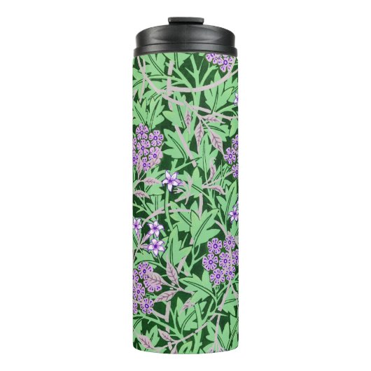 Schönes lila Blumenmuster Thermosbecher (Vorderseite)