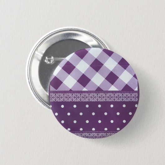 Schönes Lila Damast-Muster nahtlos Button (Vorne & Hinten)