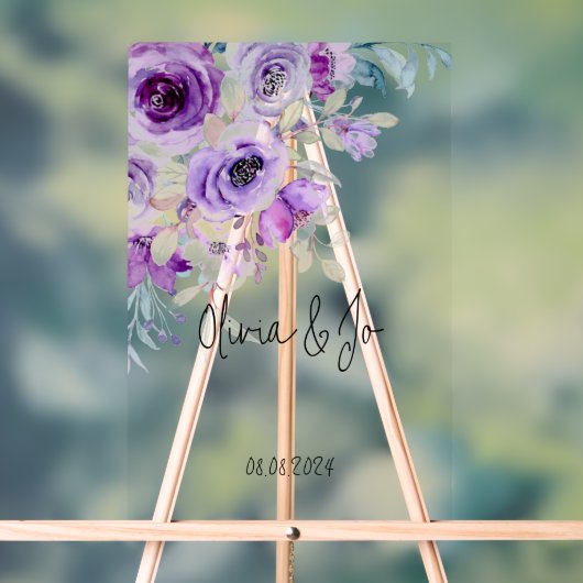 schönes lila florales Acrylzeichen Acrylschild (Neutral)