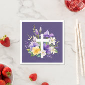 Schönes Lila, florales religiöses Ostern Serviette (Beispiel)