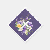 Schönes Lila, florales religiöses Ostern Serviette (Ecke)
