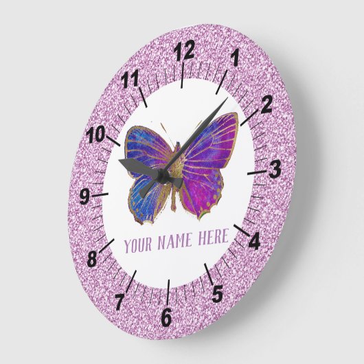 Schönes Lila : Goldschmetterling Große Wanduhr (Winkel)