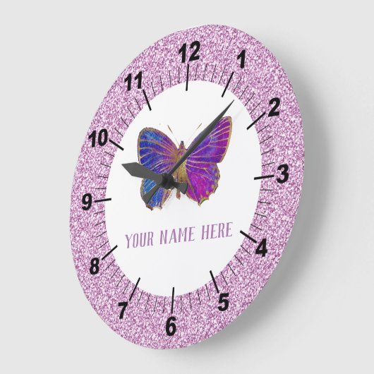 Schönes Lila : Goldschmetterling Große Wanduhr (Winkel)