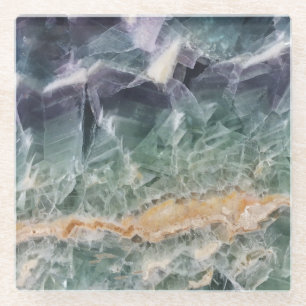 Schönes Lila Grünes Fluorit Foto Gemstone Glasuntersetzer