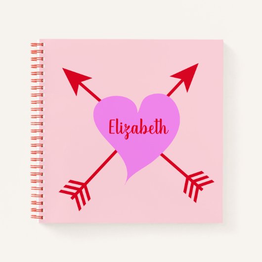 Schönes Lila Herz mit rosa Hintergrund Notizblock (Vorderseite)