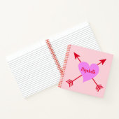 Schönes Lila Herz mit rosa Hintergrund Notizblock (Innenseite)