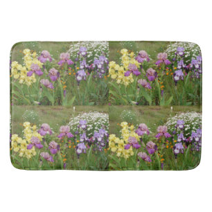 Schönes Lila Iris Blume Blumenstrauß Foto Badematte