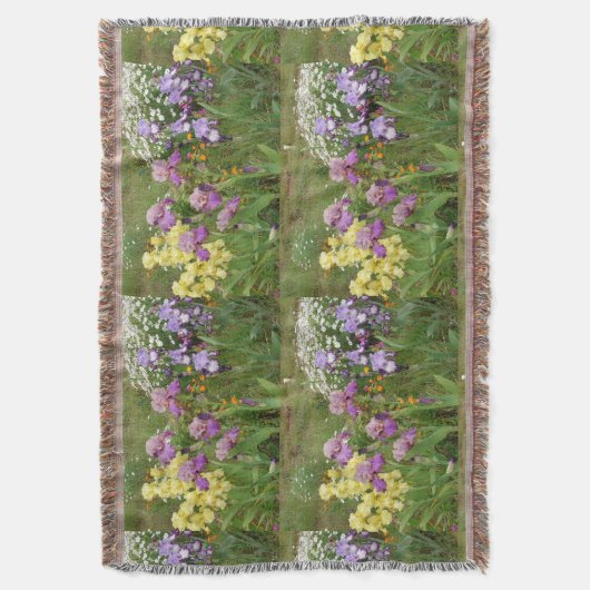 Schönes Lila Iris Blume Blumenstrauß Foto Decke (Vorderseite Vertikal)