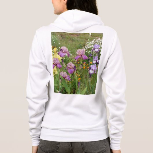 Schönes Lila Iris Blume Blumenstrauß Foto Hoodie (Rückseite)
