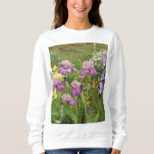Schönes Lila Iris Blume Blumenstrauß Foto Sweatshirt (Vorderseite)